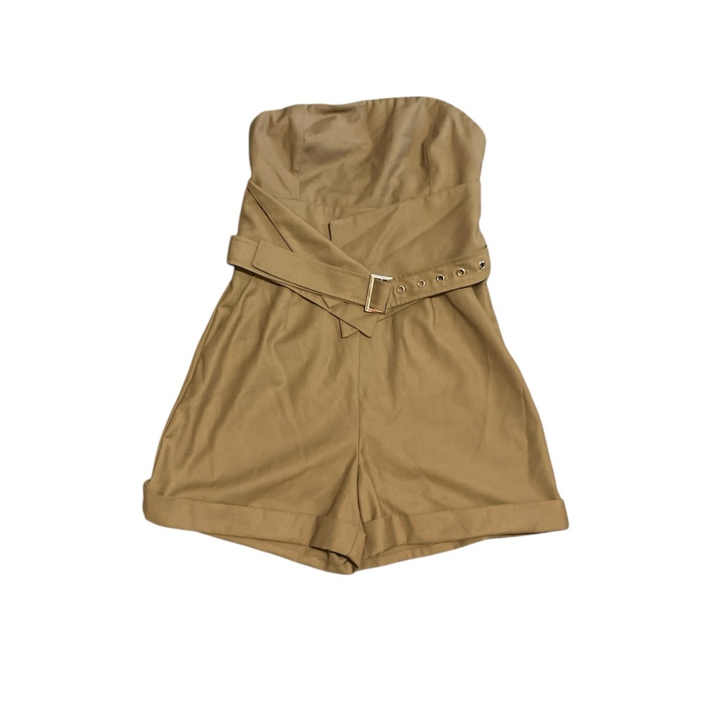 Tan Strapless Romper with Belt